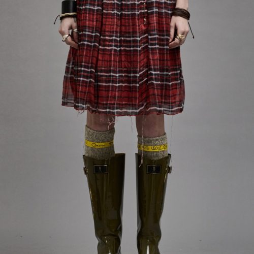 r13 double layer kilt skirt red plaid 39072744276137