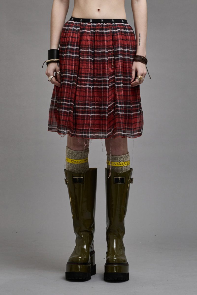 r13 double layer kilt skirt red plaid 39072744276137