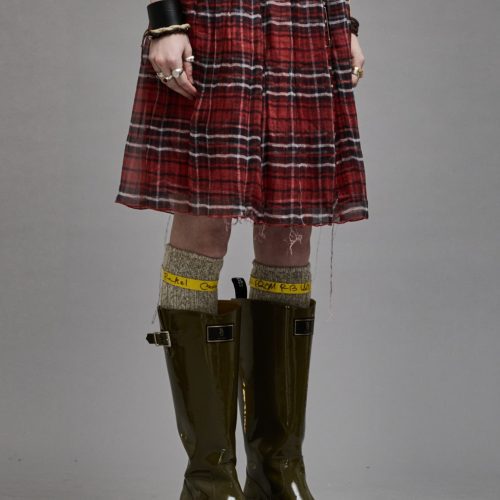 r13 double layer kilt skirt red plaid 39072745455785