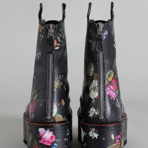 r13 double stack boot black floral 15450537132103