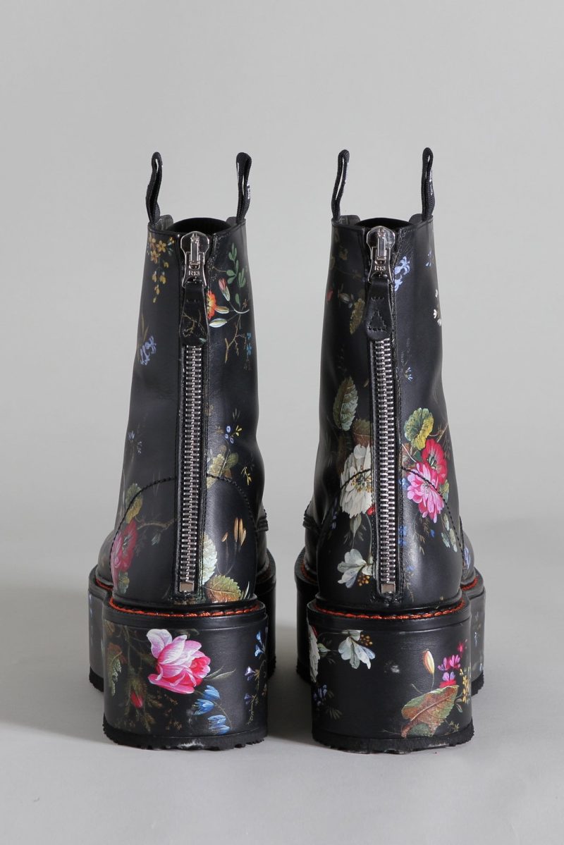 r13 double stack boot black floral 15450537132103