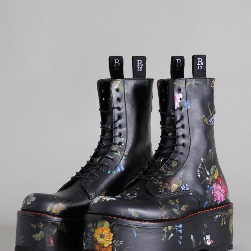 r13 double stack boot black floral 15450537164871