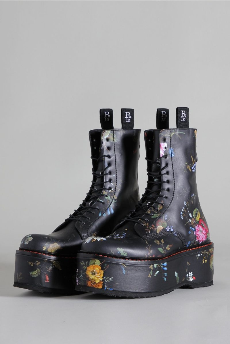 r13 double stack boot black floral 15450537164871