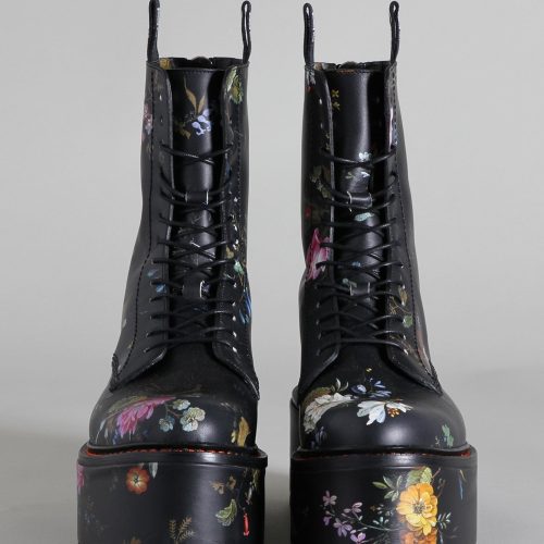 r13 double stack boot black floral 15450537230407