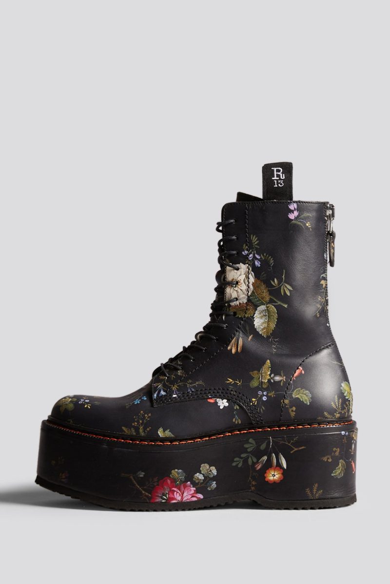 r13 double stack boot black floral 40805406867625