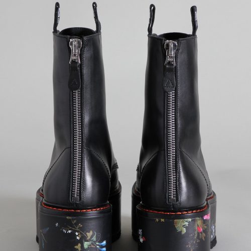 r13 double stack boot black with floral platform 15450535592007