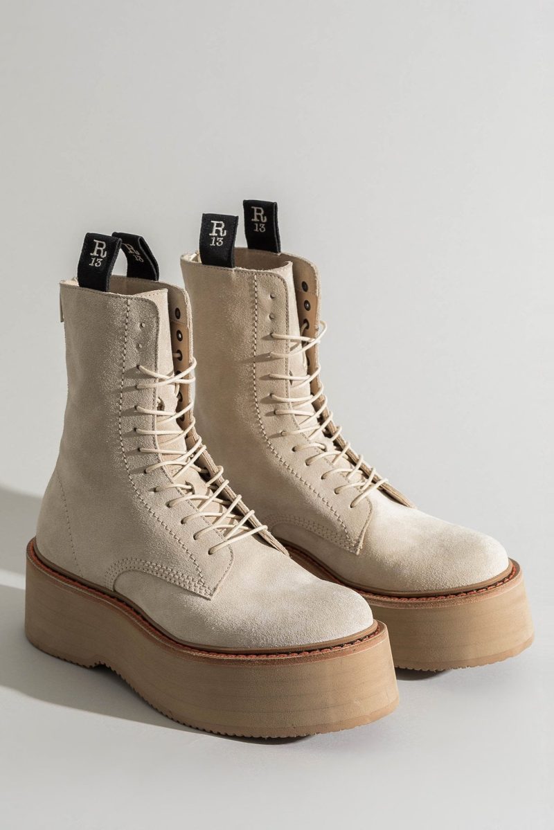 r13 double stack boot khaki suede 3765437923399