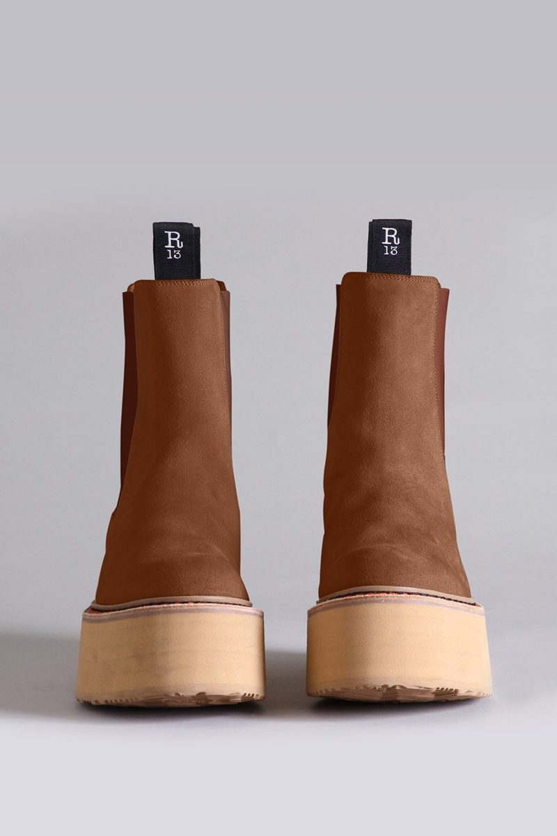 r13 double stack chelsea boot brown suede 32683672666281