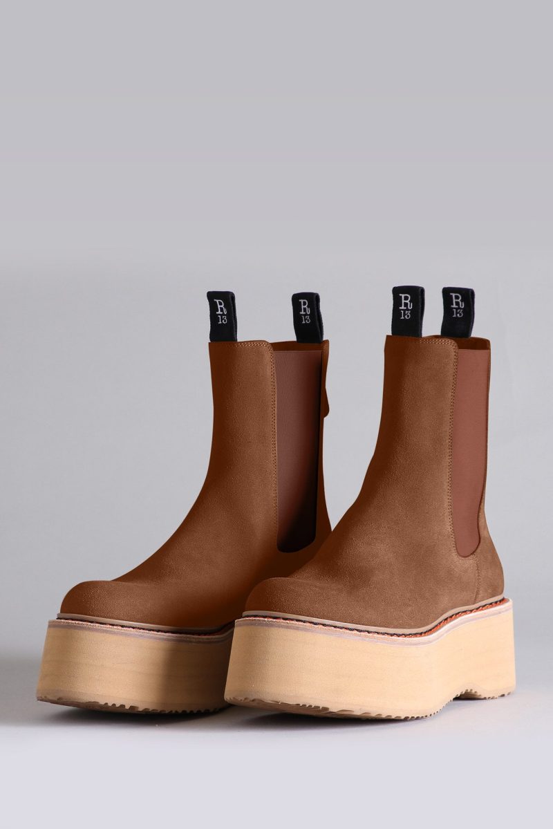 r13 double stack chelsea boot brown suede 32683672699049