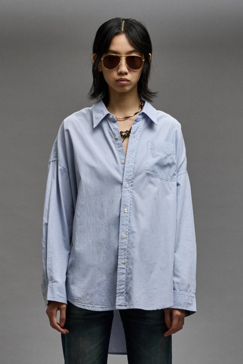 r13 drop neck shirt blue and white stripe 39017433301161