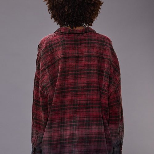 r13 drop neck workshirt dip dye red plaid 41015174463657