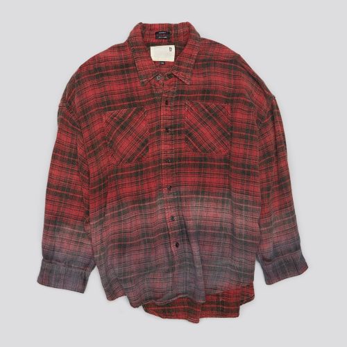 r13 drop neck workshirt dip dye red plaid 41031021101225