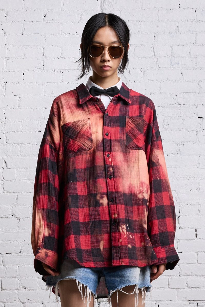 r13 drop neck workshirt red buffalo overdye 38278633357481