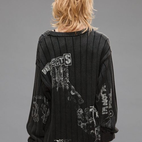 r13 drop needle sweater acid black 39770548011177