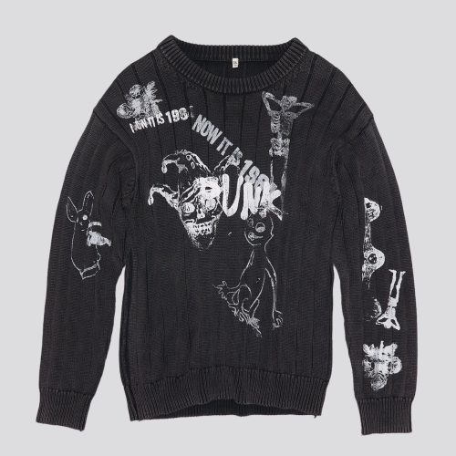 r13 drop needle sweater acid black 39770549878953