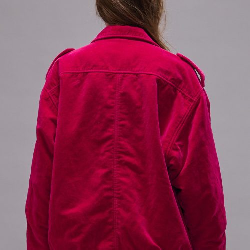 r13 elongated motorcycle jacket raspberry velvet 40355213050025