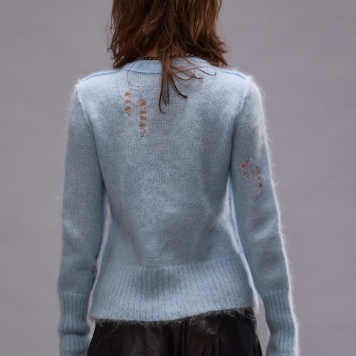 r13 elongated shrunken crewneck cardigan light blue 41013274378409