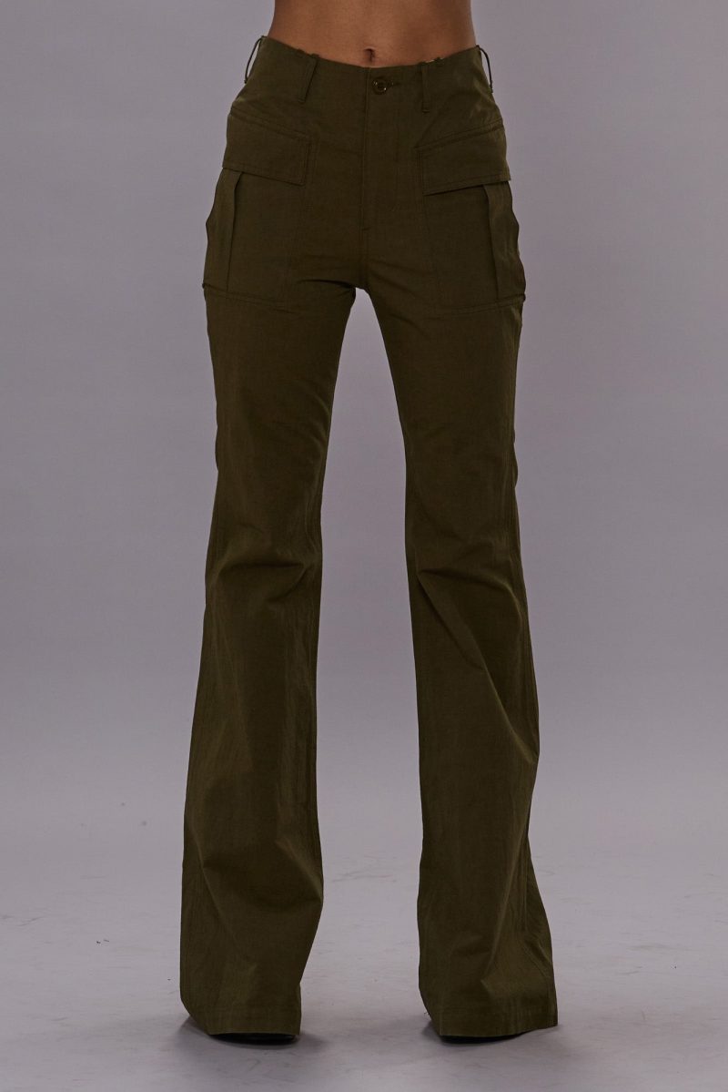 r13 flare leg pant olive 41015294329001