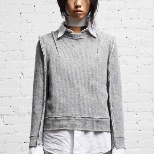 r13 flat sleeve crewneck heather grey 38019616112809