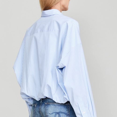 r13 gathered hem shirt light blue stripe 37016456233129