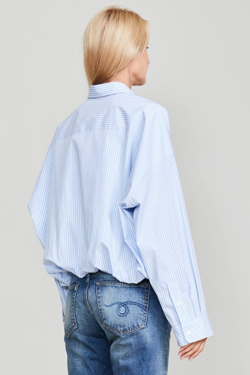 r13 gathered hem shirt light blue stripe 37016456233129