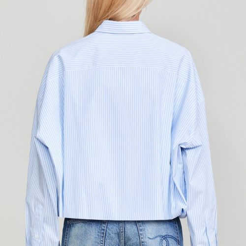 r13 gathered hem shirt light blue stripe 37250852225193