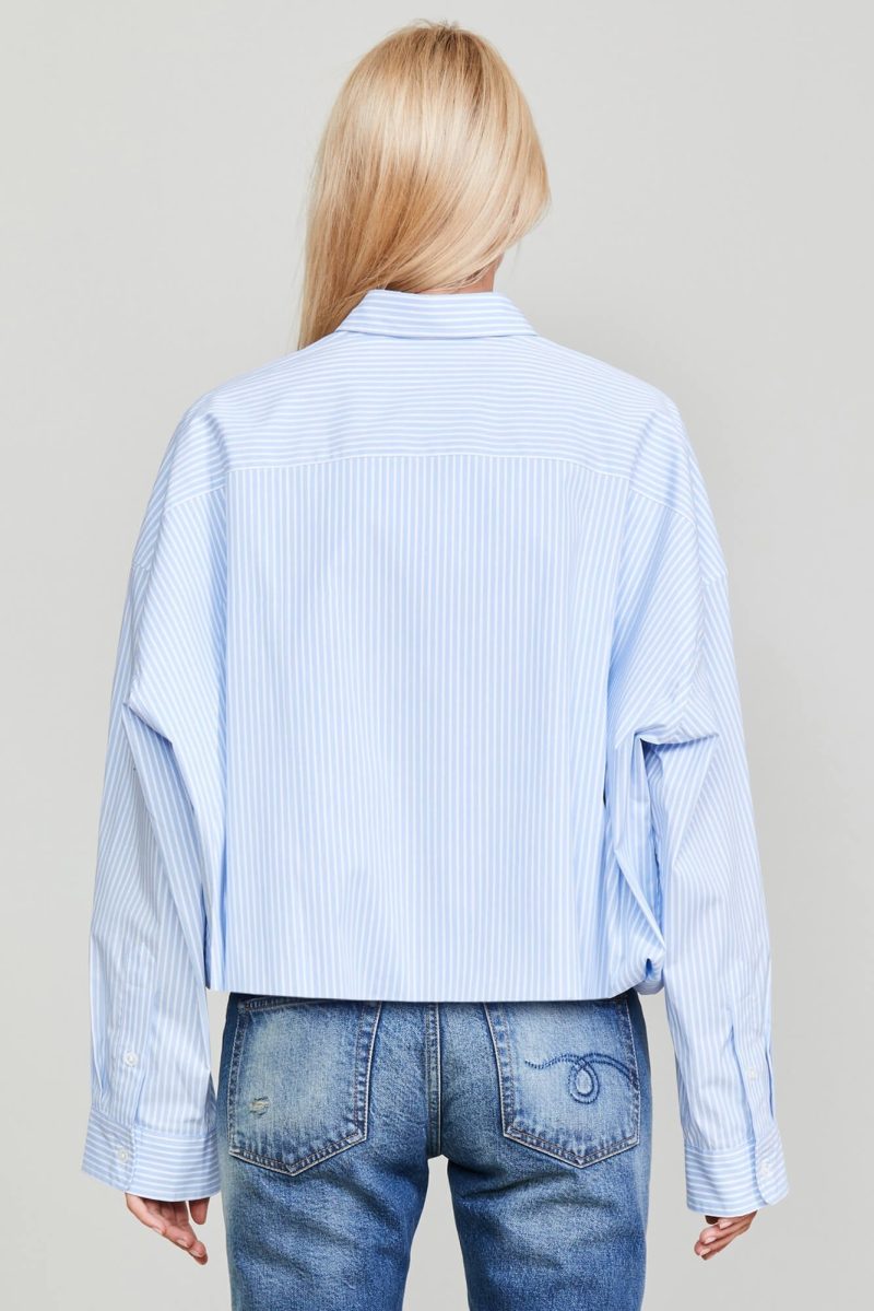 r13 gathered hem shirt light blue stripe 37250852225193