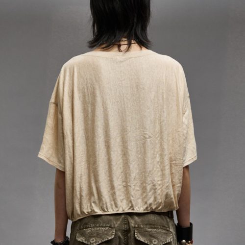 r13 gathered hem v neck tee khaki 38947022110889