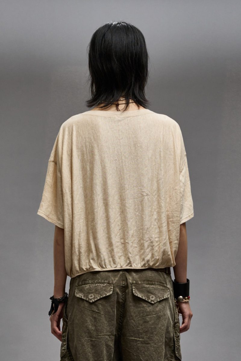 r13 gathered hem v neck tee khaki 38947022110889