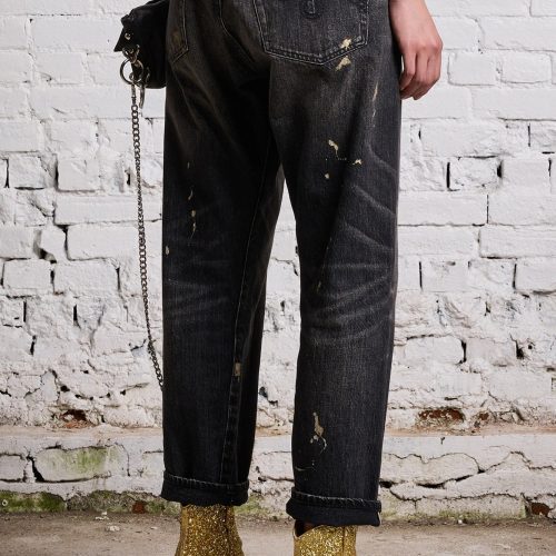 r13 gold splatter crossover jean eton selvedge black 38642285838505