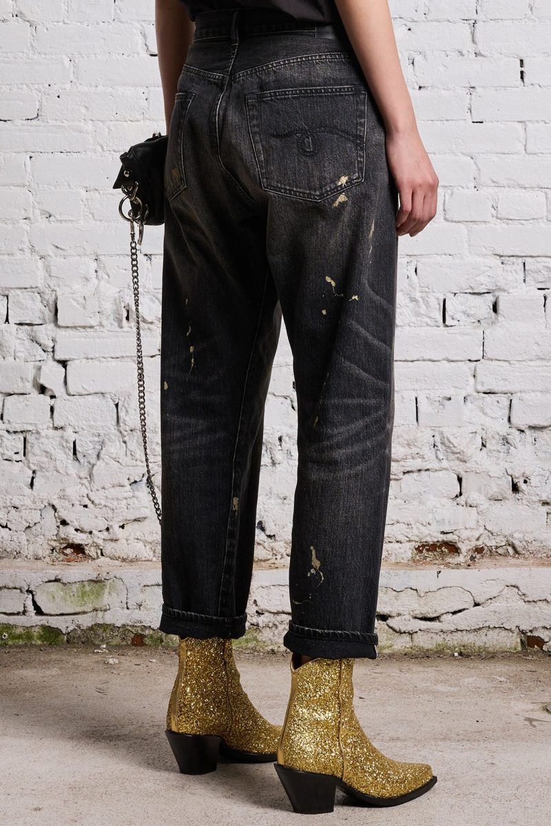 r13 gold splatter crossover jean eton selvedge black 38642285838505