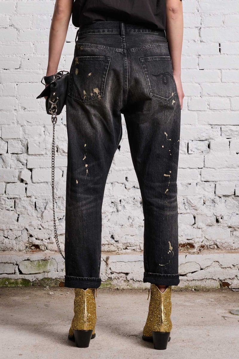 r13 gold splatter crossover jean eton selvedge black 38642285871273