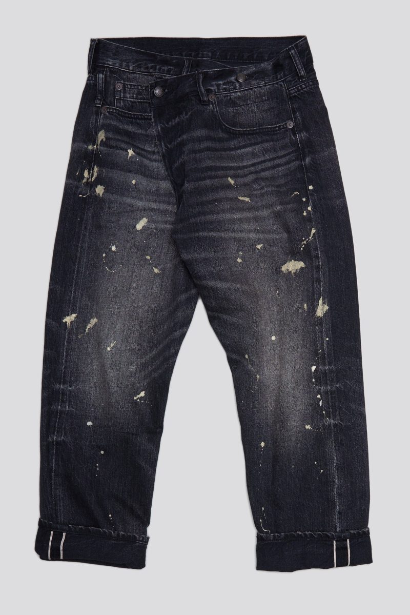 r13 gold splatter crossover jean eton selvedge black 38642285936809