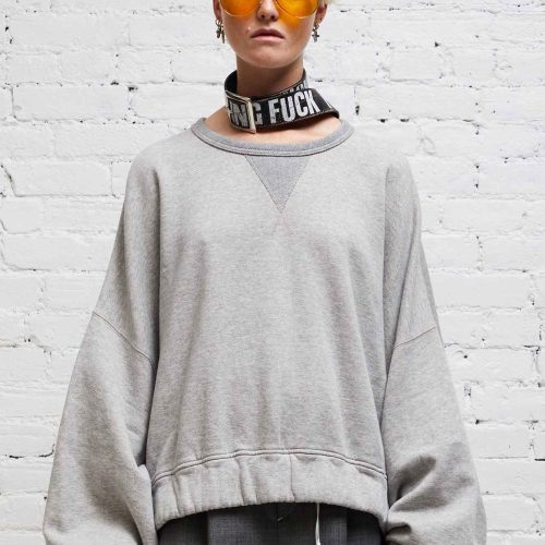 r13 jumbo cropped crewneck heather grey 37614329397417