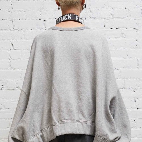 r13 jumbo cropped crewneck heather grey 37614329561257