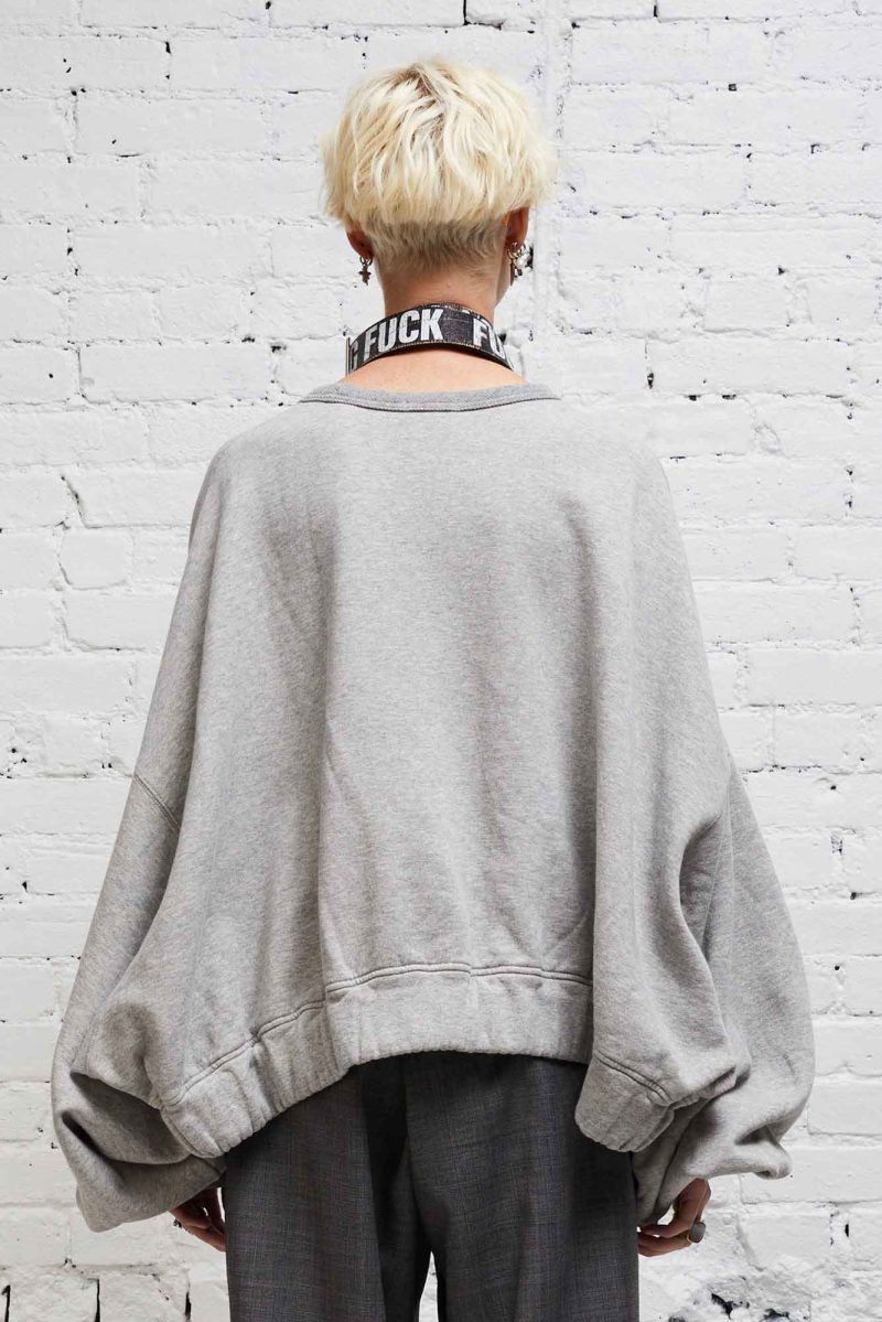 r13 jumbo cropped crewneck heather grey 37614329561257