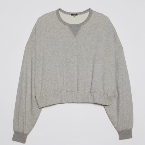 r13 jumbo cropped crewneck heather grey 37614329626793