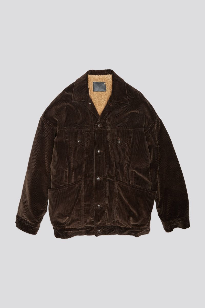 r13 lacey trucker jacket dark chocolate corduroy 40223663751337