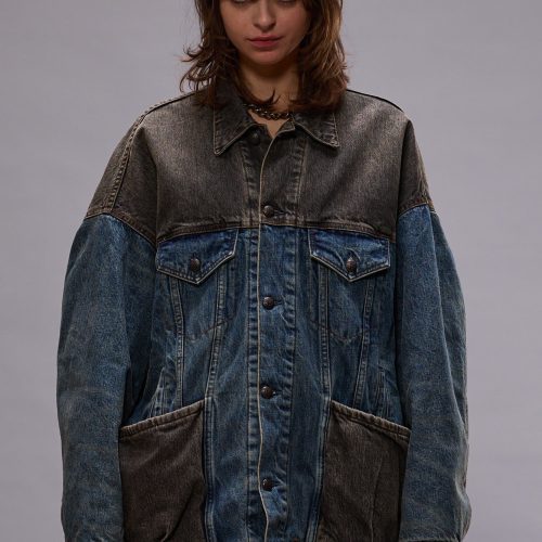 r13 lacey trucker jacket dawson indigo color block 41013422948521