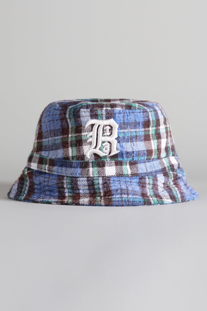 r13 layered bucket hat blue green plaid 36190658429097