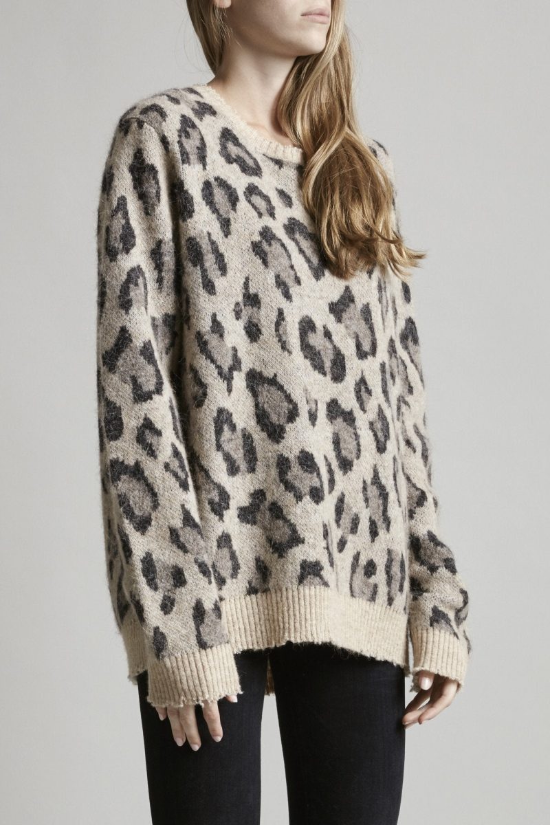 r13 leopard cashmere crewneck sweater 23108328773