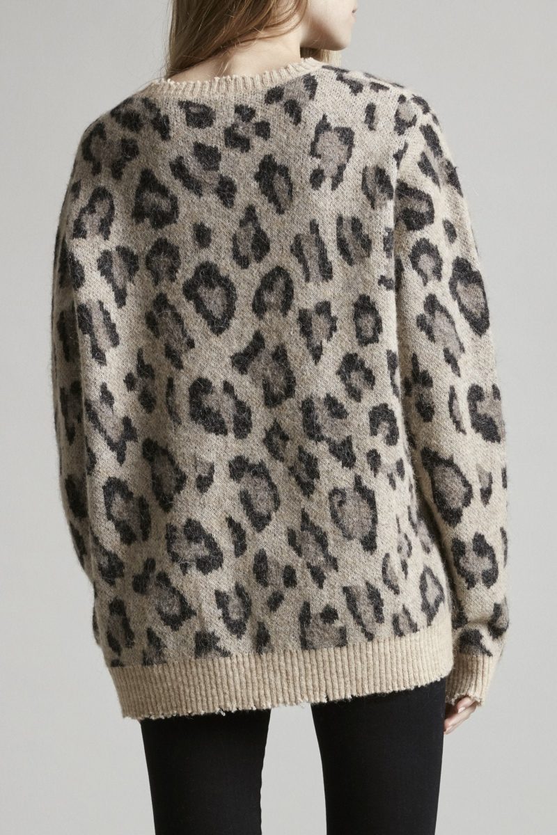 r13 leopard cashmere crewneck sweater 23108329989