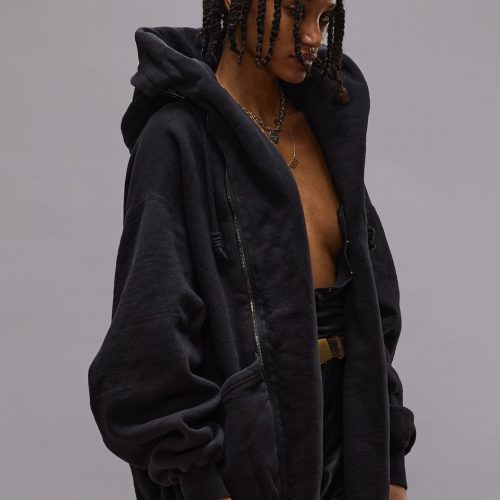 r13 lillian oversized sweat parka black fleece 40112871833769