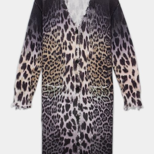 r13 long cardigan faded leopard 36592398467241