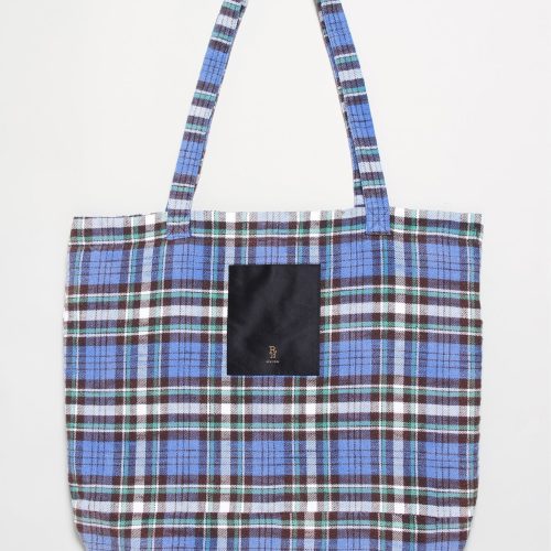 r13 medium tote bag blue green plaid 36190669701289