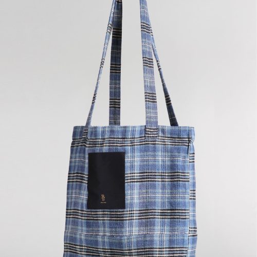 r13 medium tote bag blue plaid 36190673502377