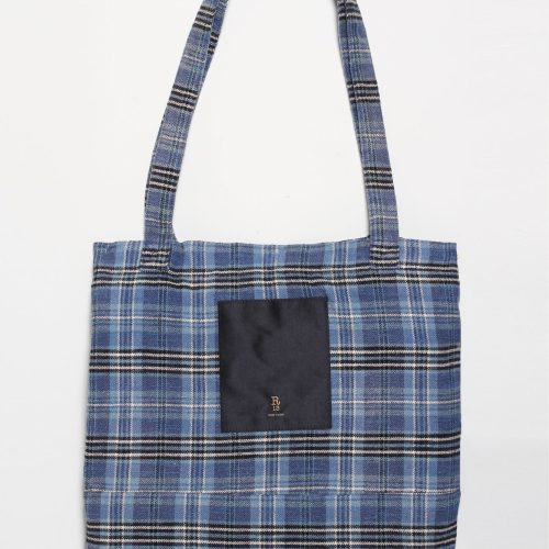 r13 medium tote bag blue plaid 36190673567913