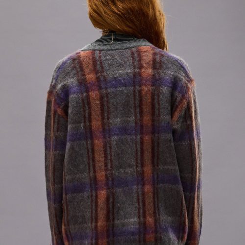 r13 mohair boyfriend cardigan grey plaid 40355243327657