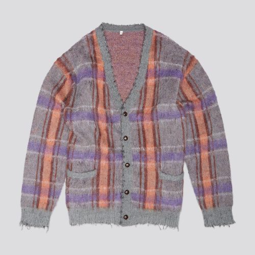 r13 mohair boyfriend cardigan grey plaid 40355262529705