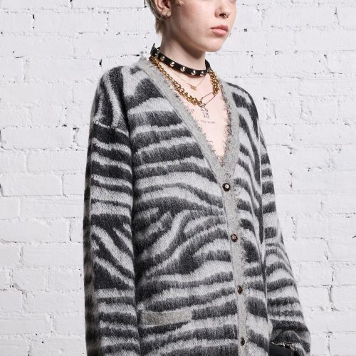 r13 mohair boyfriend cardigan zebra jacquard 38642291605673